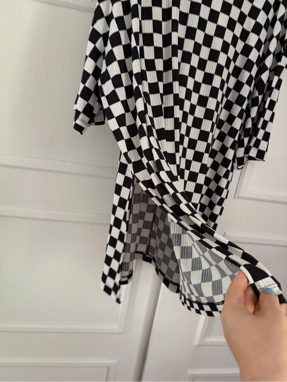 Dressed in LaLa, black and white checkered oversize play suit top; 2X - Picture 3 of 6